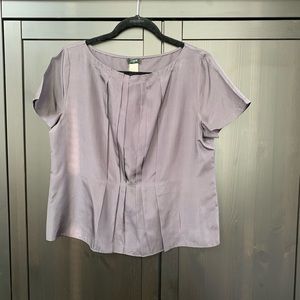 Grey Silk Short Sleeve Blouse